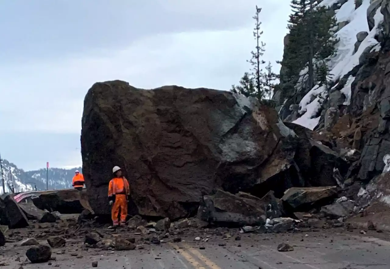 Rockslide closes Highway 50 at Echo Summit