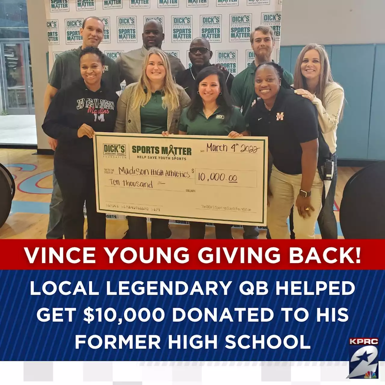 GIVING BACK: Vince Young helps secure $10k donation for his former high school