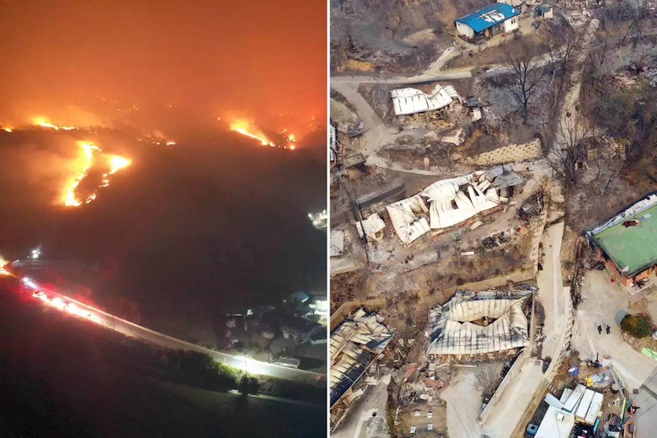 South Korean wildfire destroys dozens of homes, forces nearly 6,000 to flee