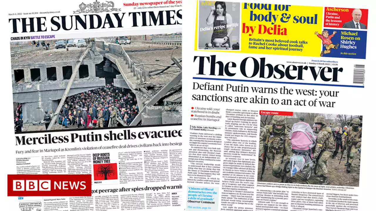 Newspaper headlines: 'Merciless Putin' and PM's six-point plan