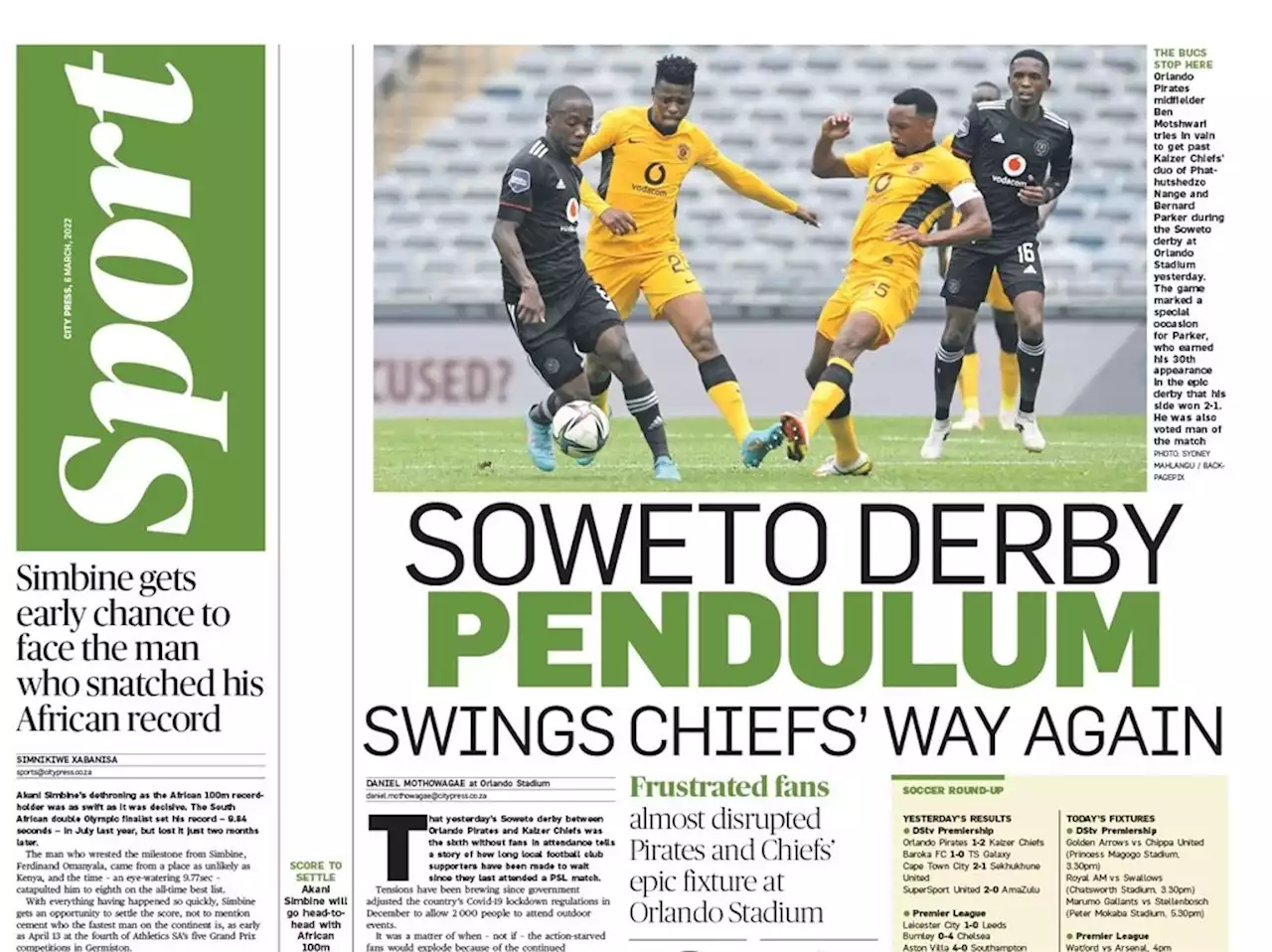 What’s in City Press Sport | Mpengesi set to challenge Jordaan for Safa presidency | Tim SpIrit: Arrows DC opens a Pandora’s box at PSL | Citypress