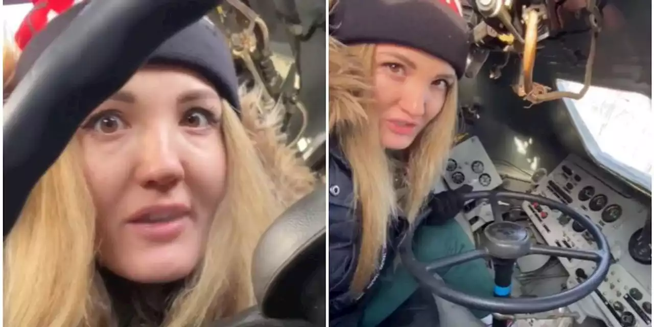 Does this viral video show a Ukrainian woman teaching people how to drive Russian tanks?