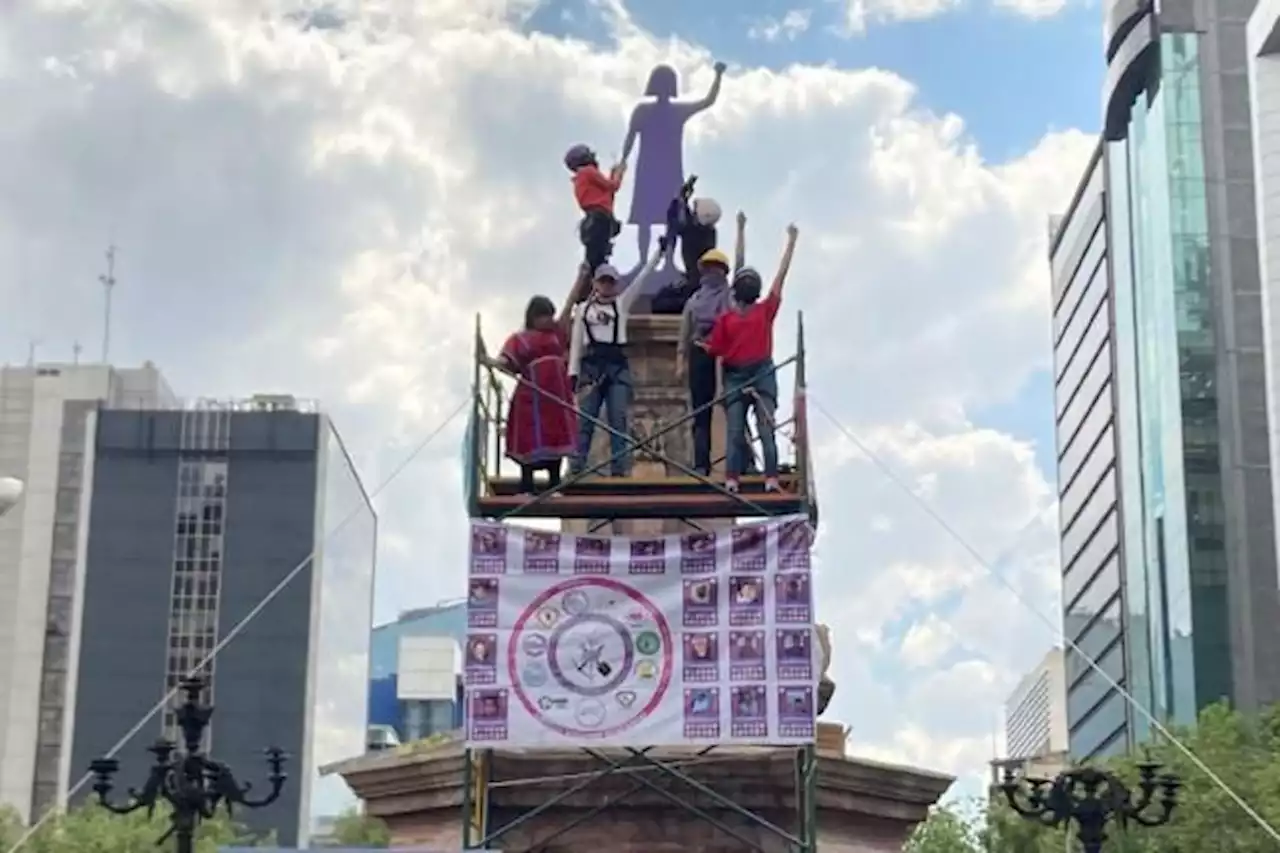 Colocan figura de mujer hecha de metal en Antimonumenta