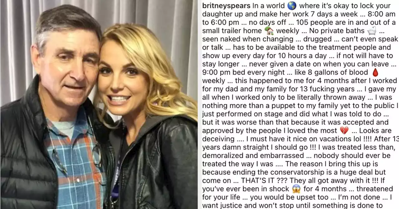 Britney Spears Slammed Her Family With A Post About Being “Drugged,” “Threatened,” And “Seen Naked When Changing” Under The Conservatorship