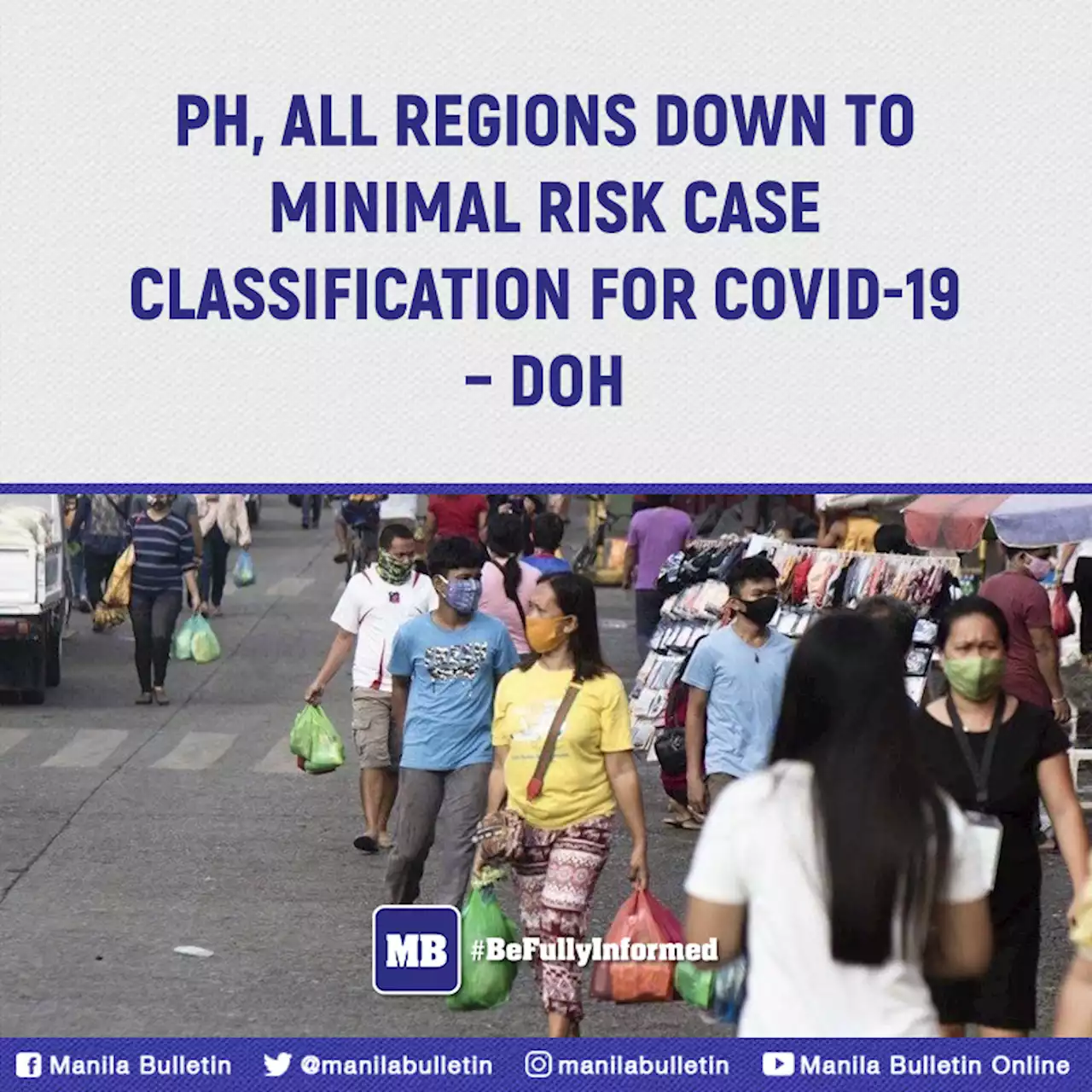 PH, all regions down to minimal risk case classification for Covid-19 - DOH