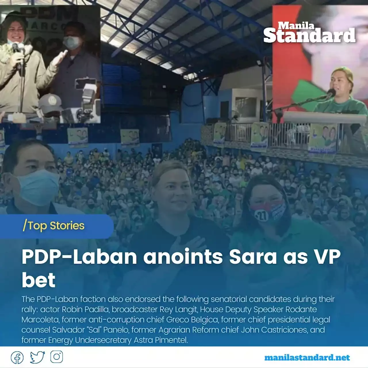 PDP-Laban anoints Sara as VP bet