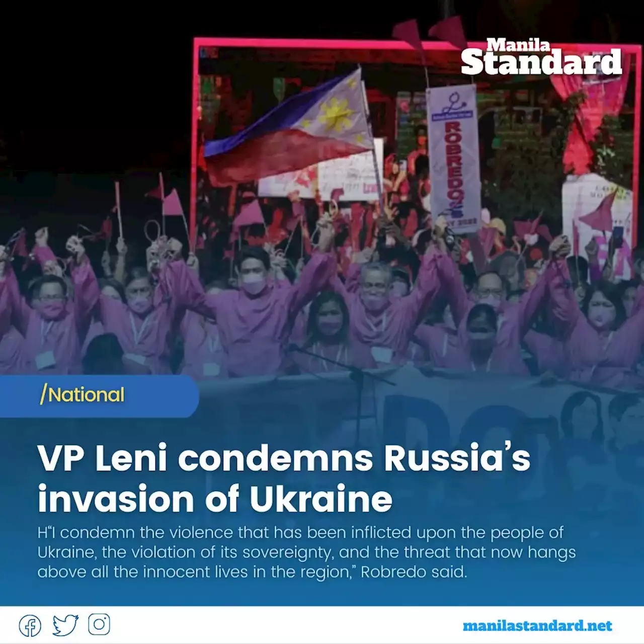 VP Leni condemns Russia’s invasion of Ukraine