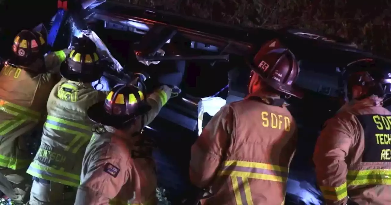 Firefighters cut roof off SUV to rescue driver after Clairemont rollover