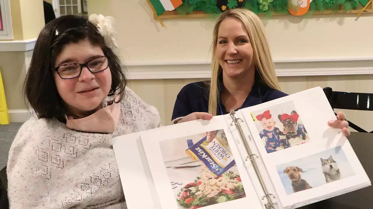 Student with special needs crafts memory books for seniors in Delaware County