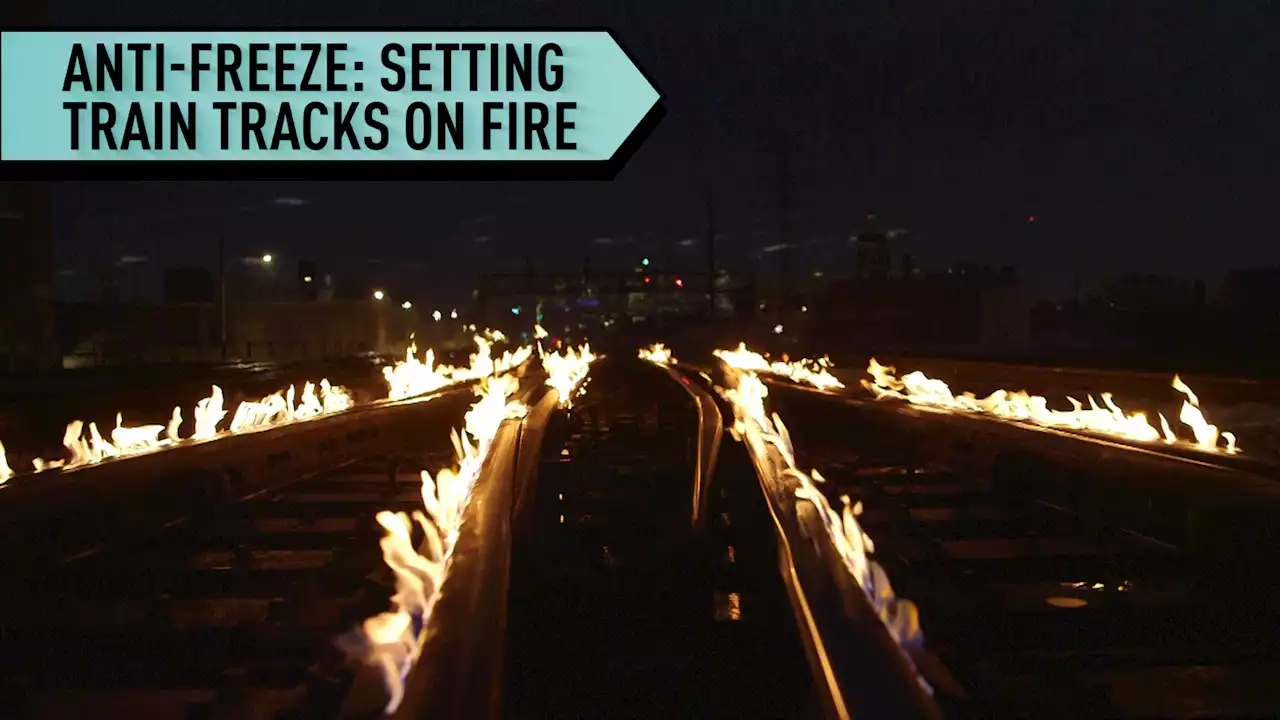 Fired up: Metra lights train tracks on fire to keep rails from freezing in Chicago