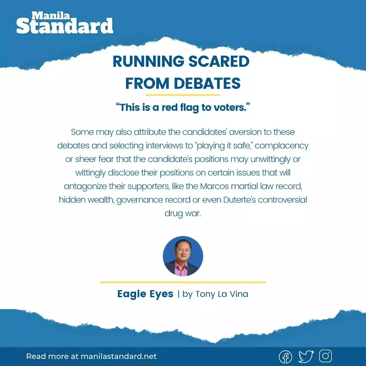 Running scared from debates