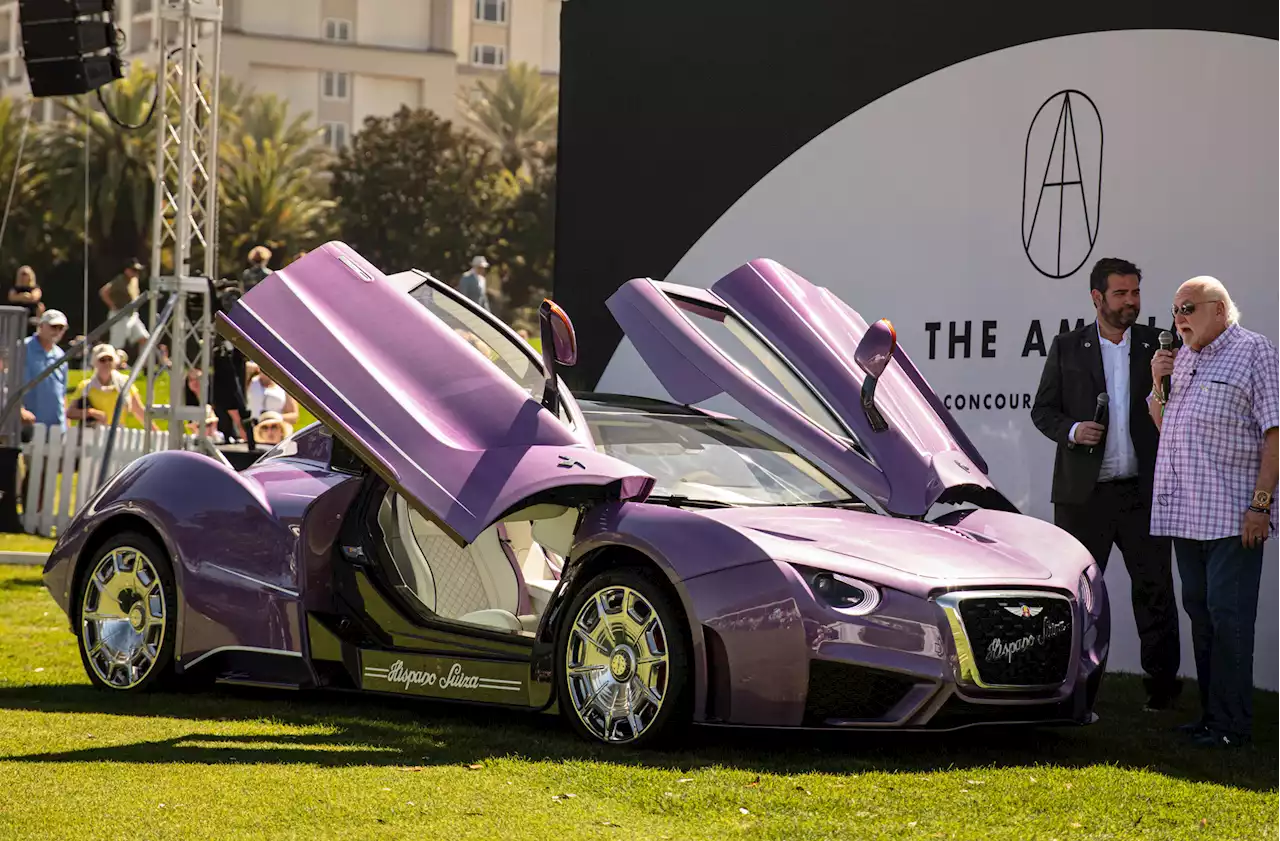 Michael Fux takes delivery of Hispano-Suiza Carmen Boulogne in his signature fuchsia hue