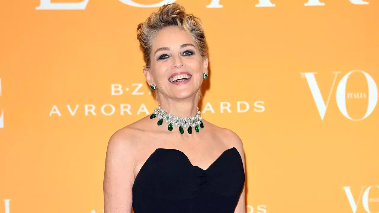 Sharon Stone Makes Silver Streaks Sexy In Milan