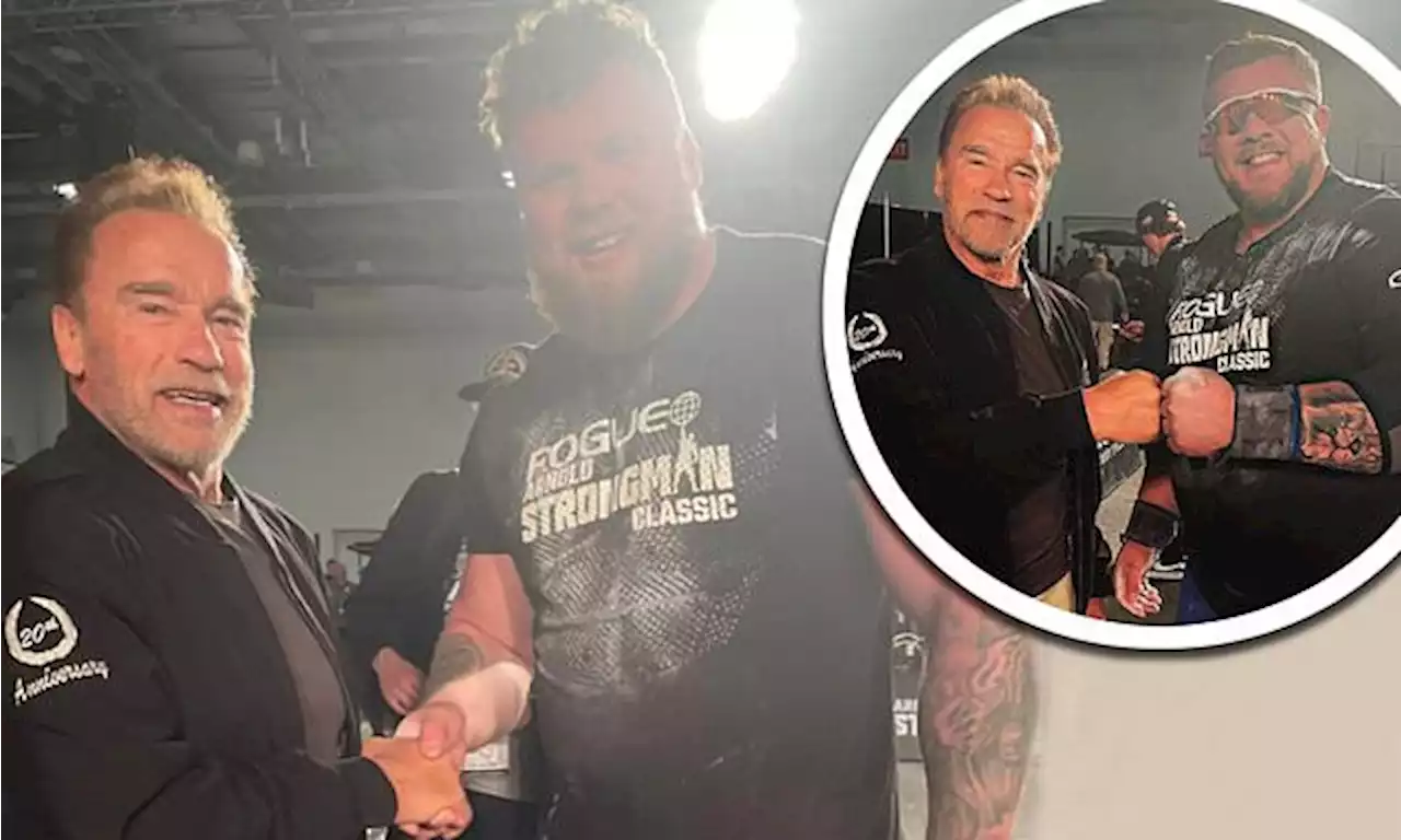 Arnold Schwarzenegger, 74, overshadowed by World's Strongest Man, 27