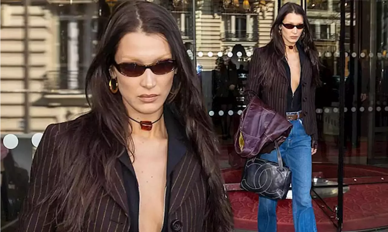 Bella Hadid Commands Attention As She Goes Braless In A Plunging Top