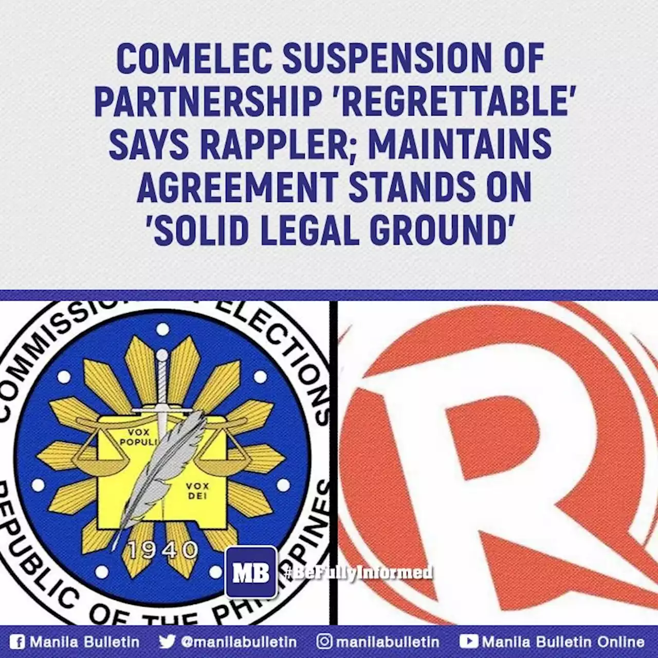 Comelec suspension of partnership 'regrettable', says Rappler; maintains agreement stands on 'solid legal ground'