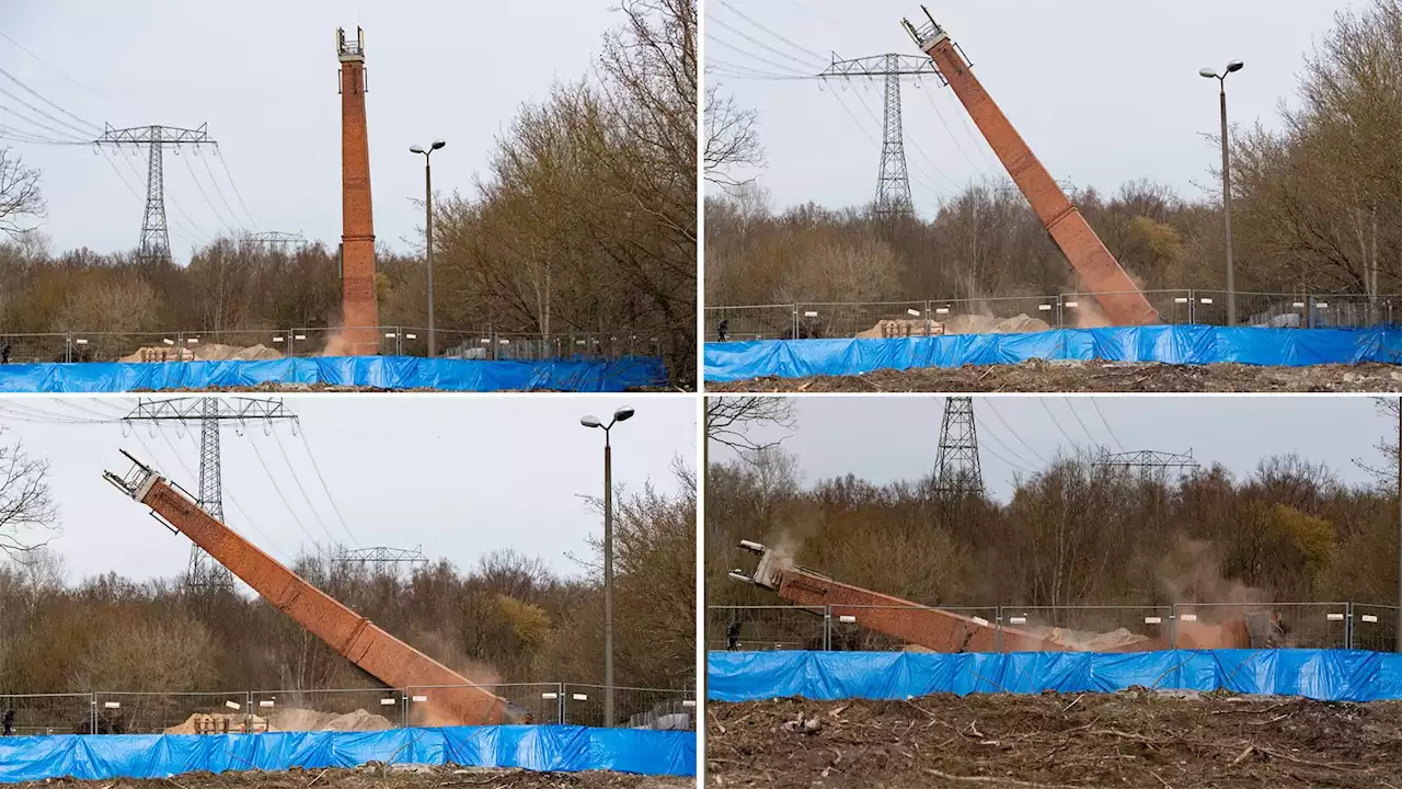 Platz für neues Wohnquartier! 24-Meter-Schornstein weggesprengt