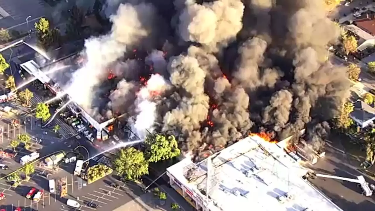 Crews battling 5-alarm fire at San Jose Home Depot