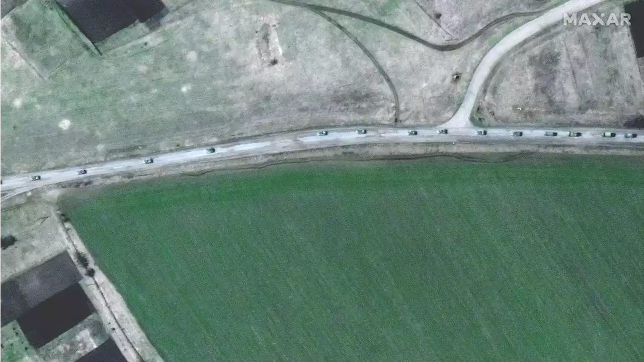 Satellite images show 8-mile-long Russian convoy heading toward Donbas region