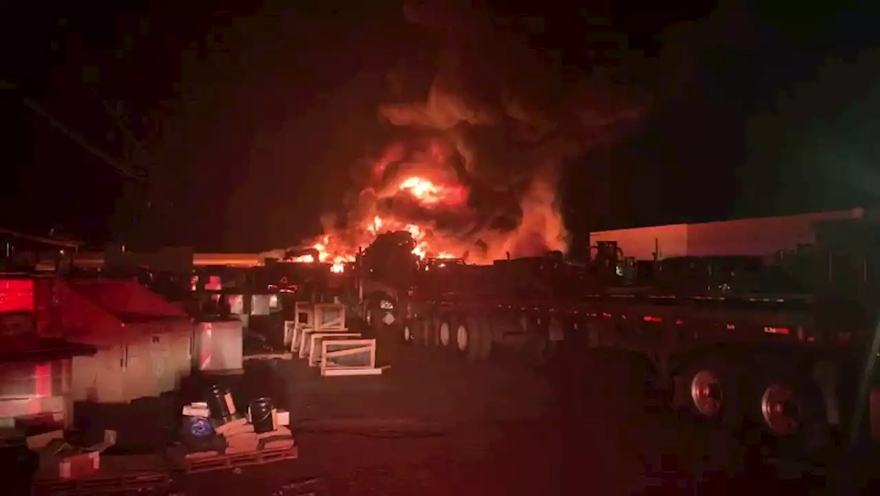 Fire erupts at the ABC Supply Co., in Mesa