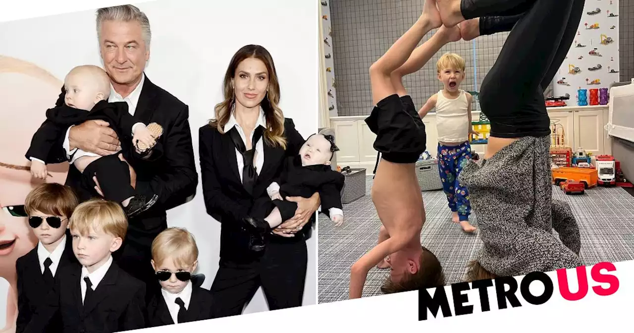 Hilaria Baldwin plays with sons as she expects seventh child with Alec Baldwin