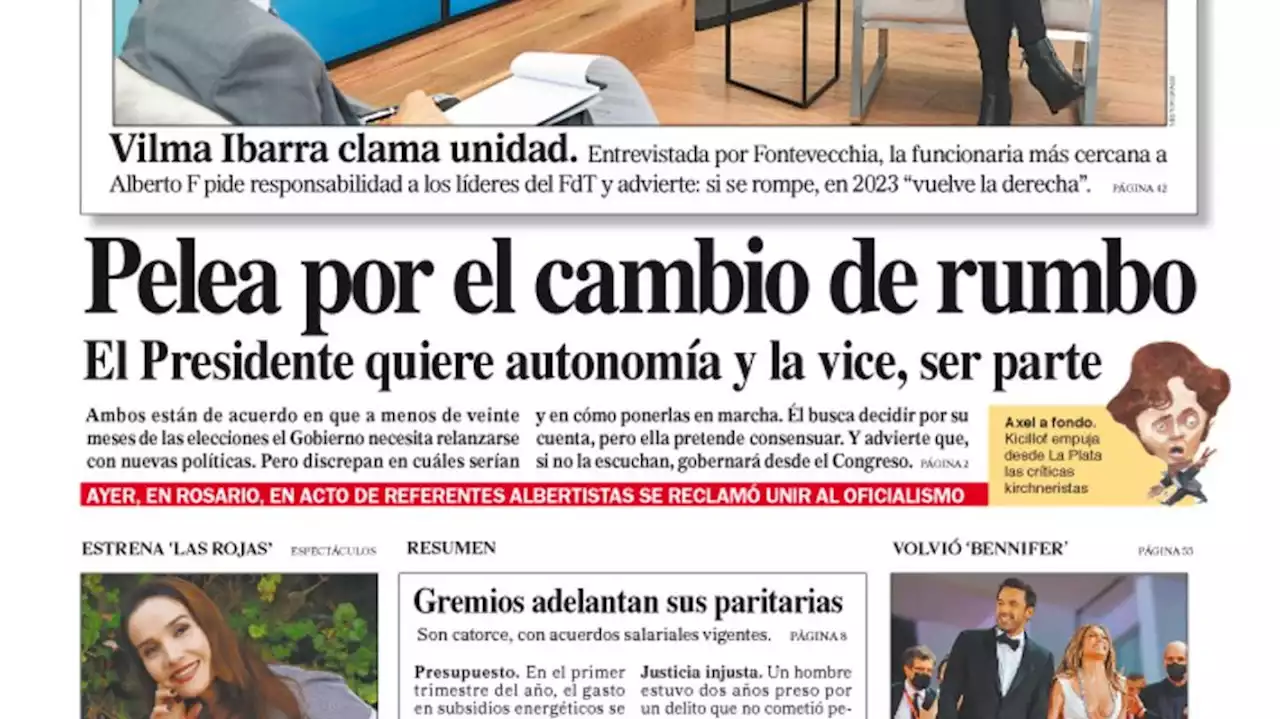 La tapa del Diario PERFIL de este domingo 10 de abril de 2022