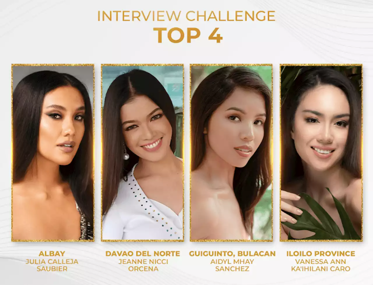 Miss Universe PH names Top 4 delegates in interview challenge