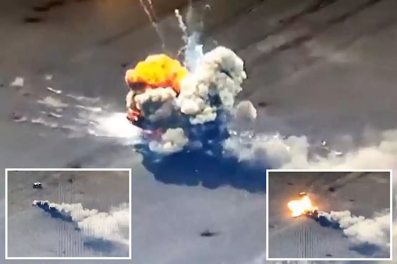 Dramatic footage shows Russian tank blown to smithereens by Ukrainian missile