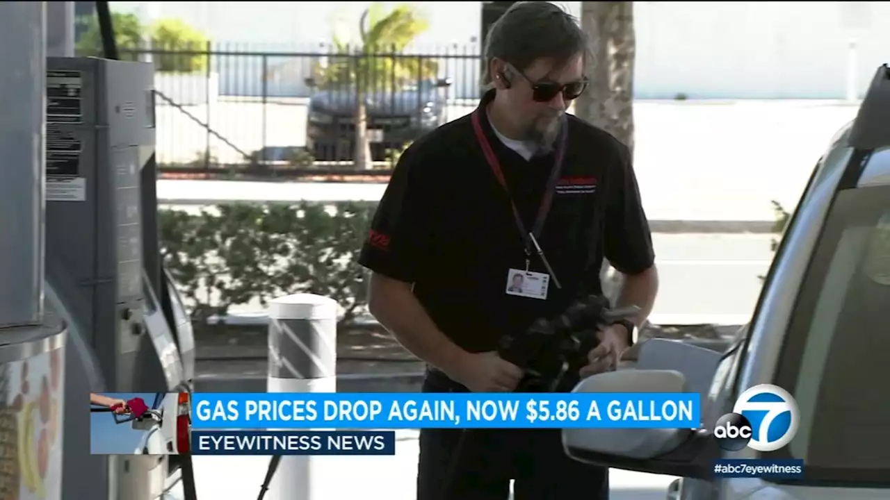 LA County gas prices drop for 14th straight day; now $5.86 a gallon