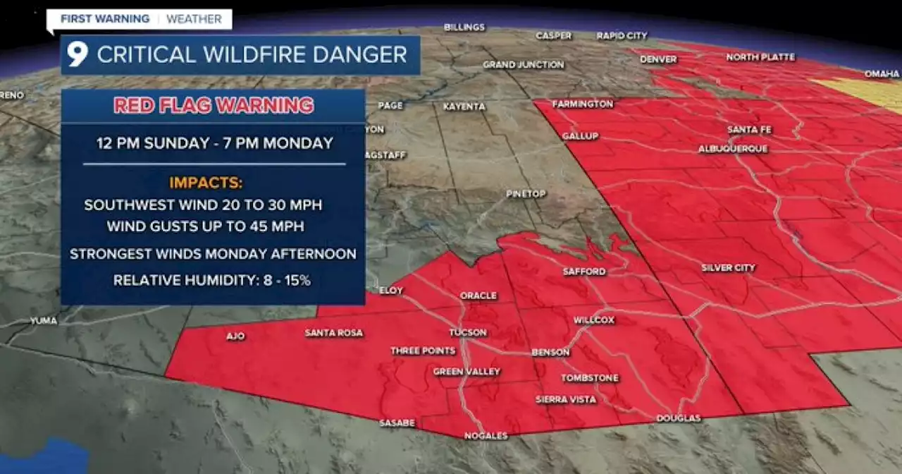 Red Flag Warning continues into Monday evening