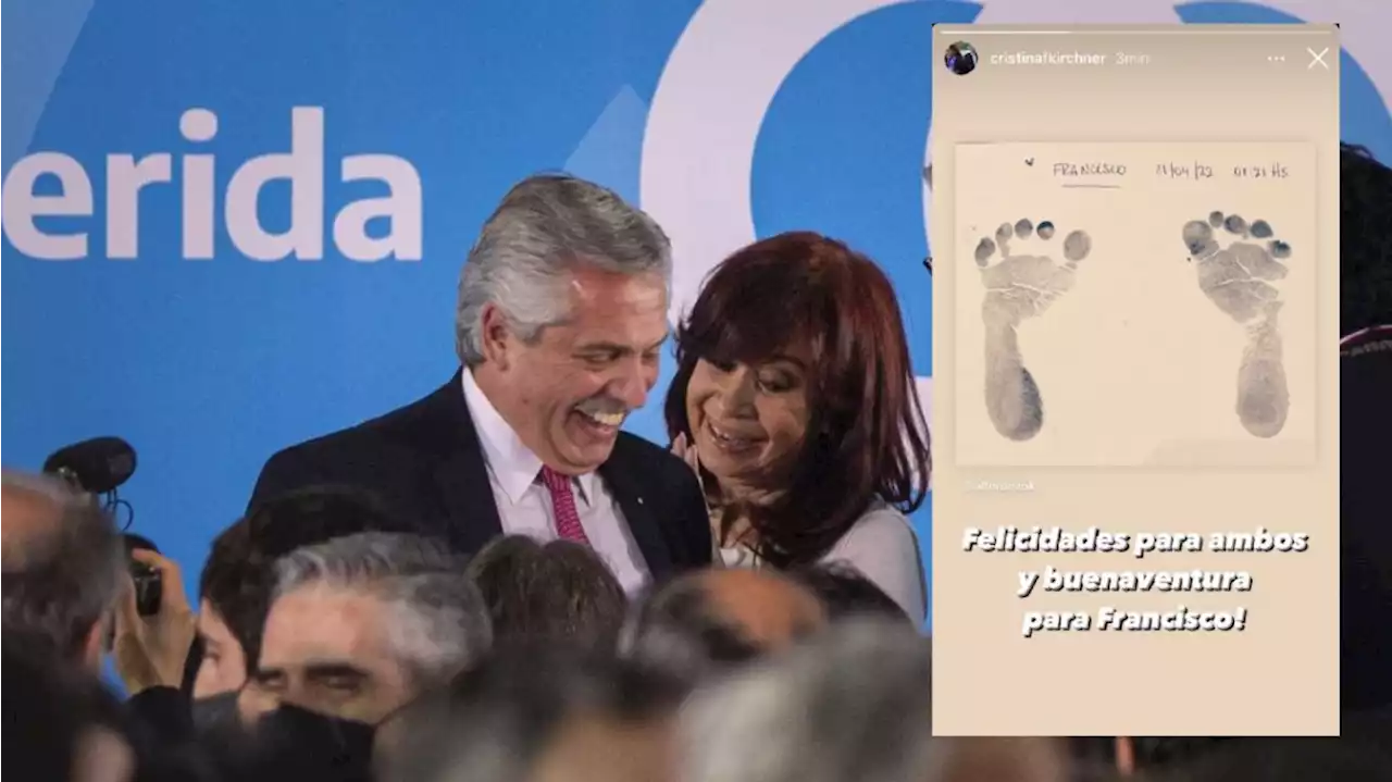 Cristina Kirchner saludó a Alberto Fernández por el nacimiento de su hijo: 'Felicidades a ambos y buenaventura para Francisco'