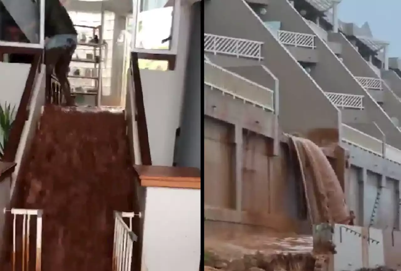 Watch: TERRIFYING mudslides gush through homes in Durban