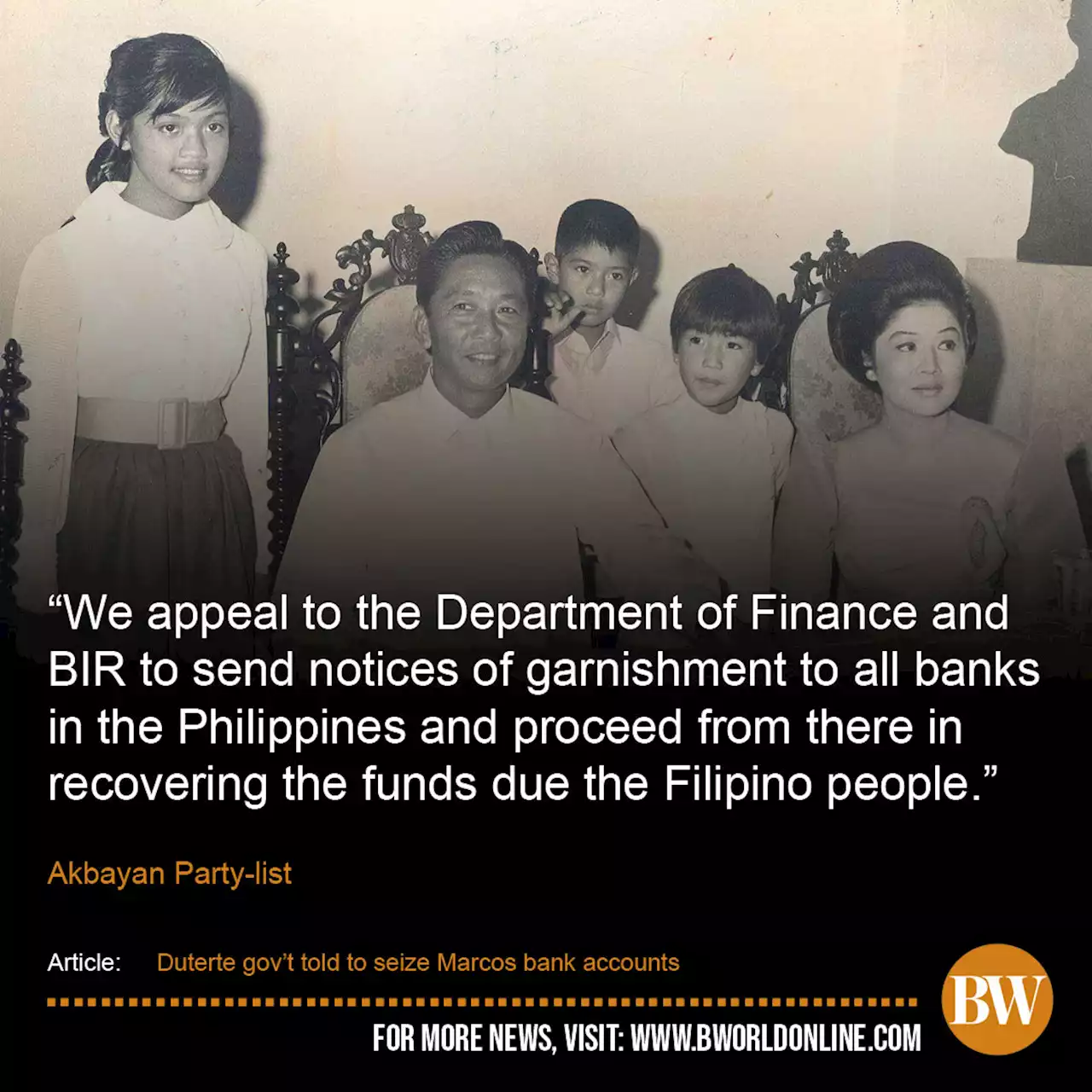 Duterte gov’t told to seize Marcos bank accounts - BusinessWorld Online