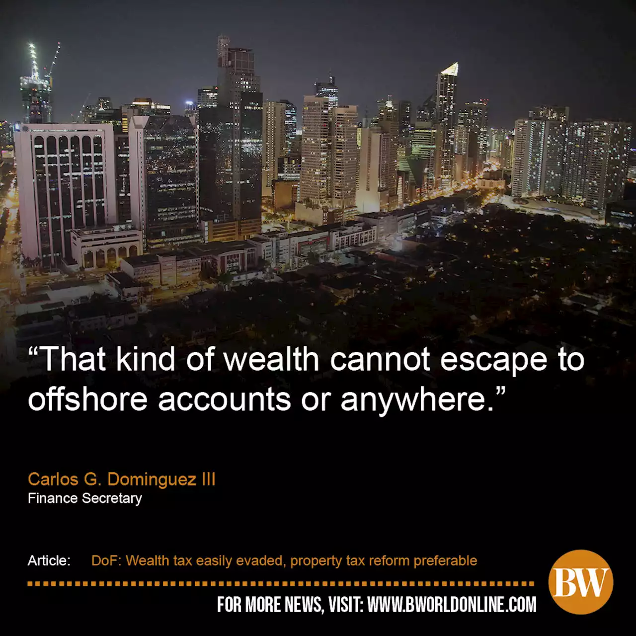 DoF: Wealth tax easily evaded, property tax reform preferable - BusinessWorld Online