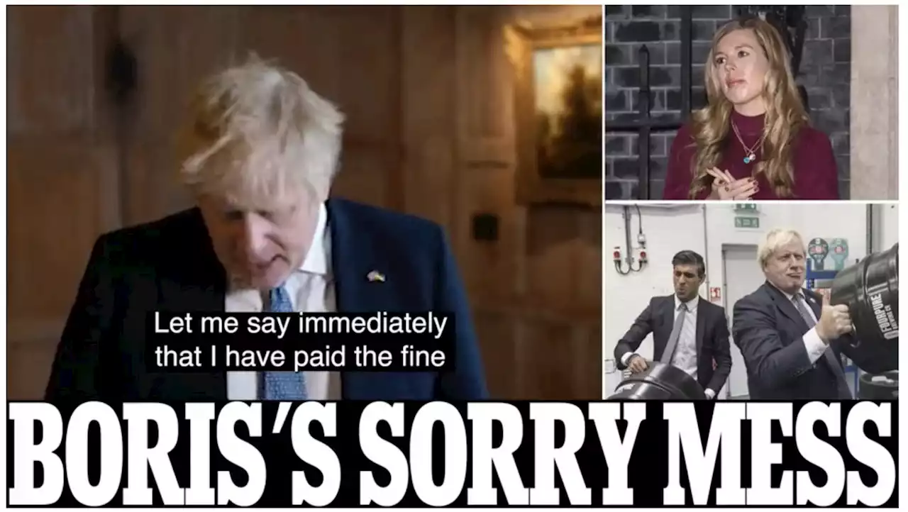 Boris Johnson says SORRY for Partygate fine but REFUSES to resign