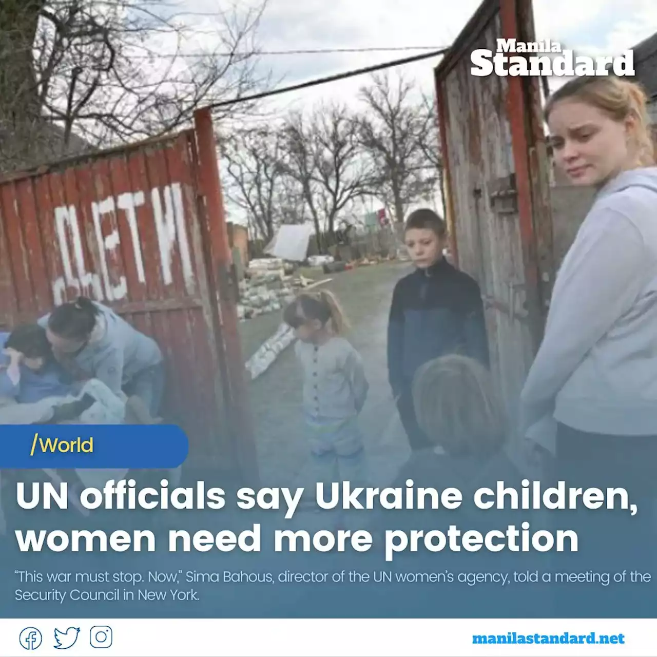 UN officials say Ukraine children, women need more protection