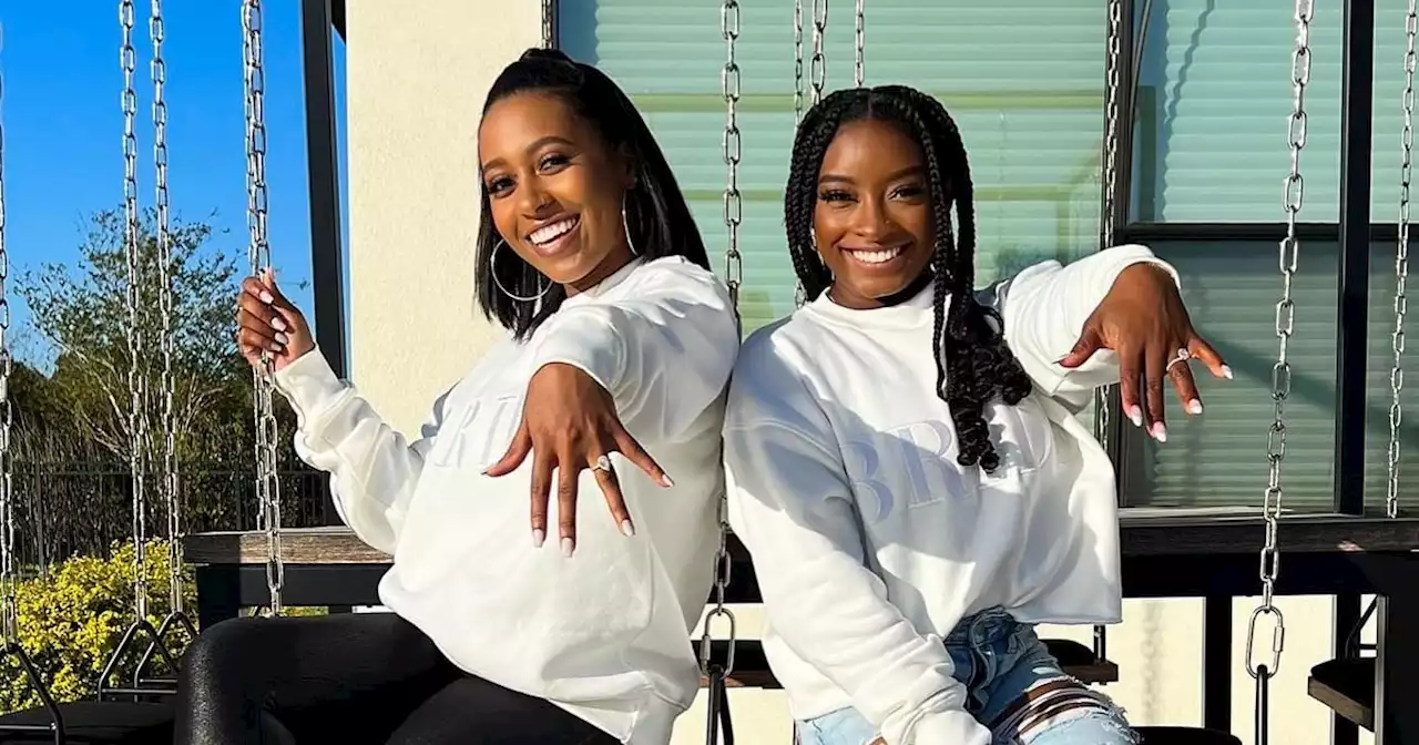 Simone Biles Matches With Friend Kayla Simone in 'Bride' Sweaters and Engagement Rings