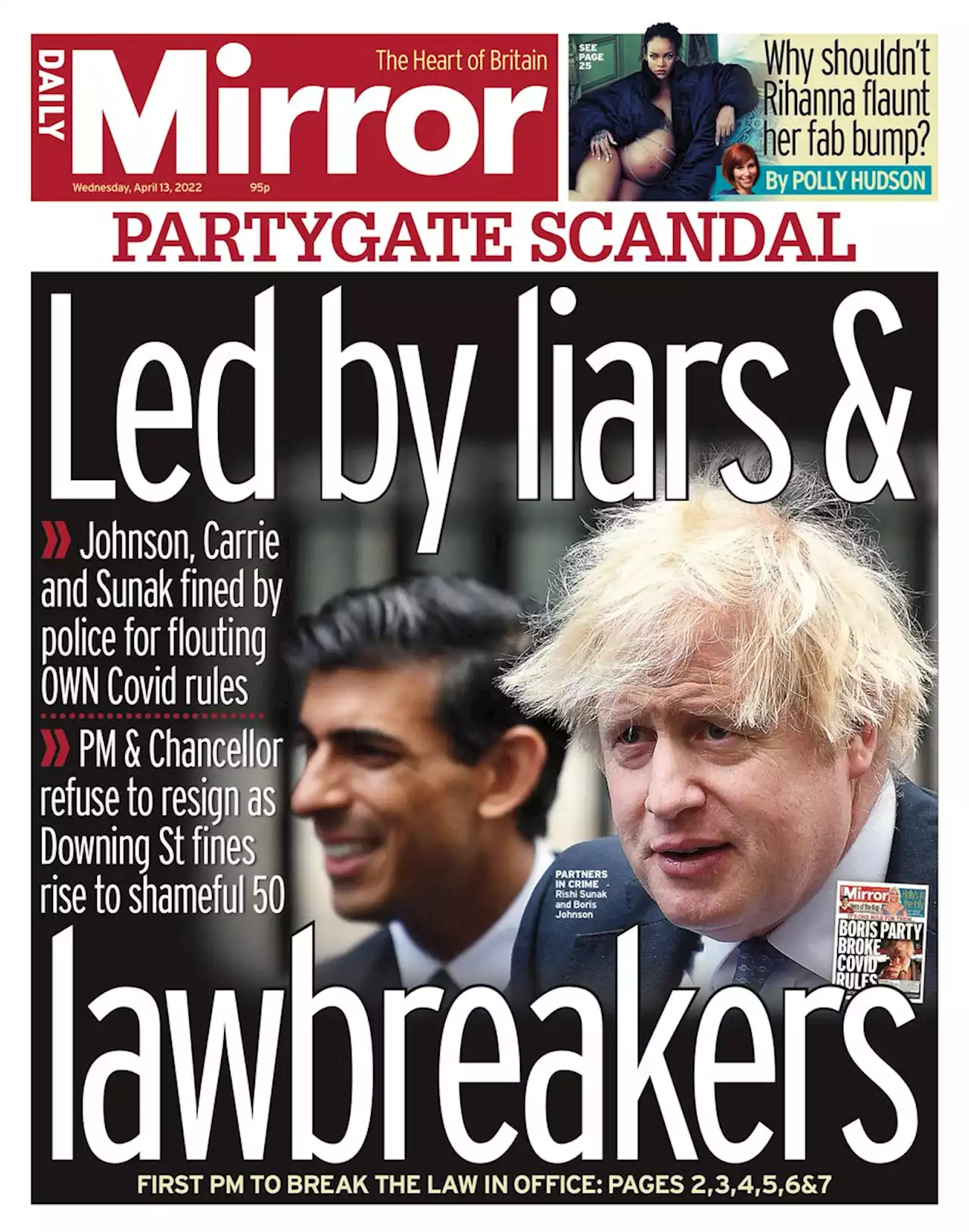 Boris Johnson first Prime Minister to break law as he and Rishi Sunak fined