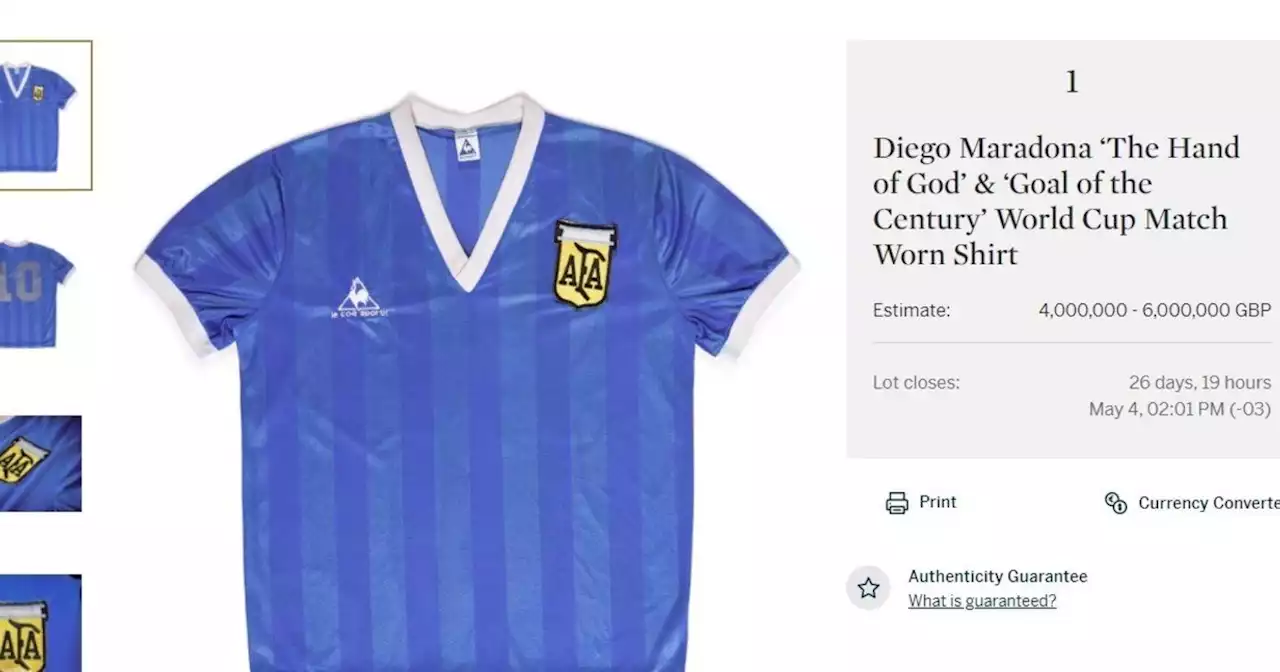 Hay fecha para la subasta de la camiseta de Maradona