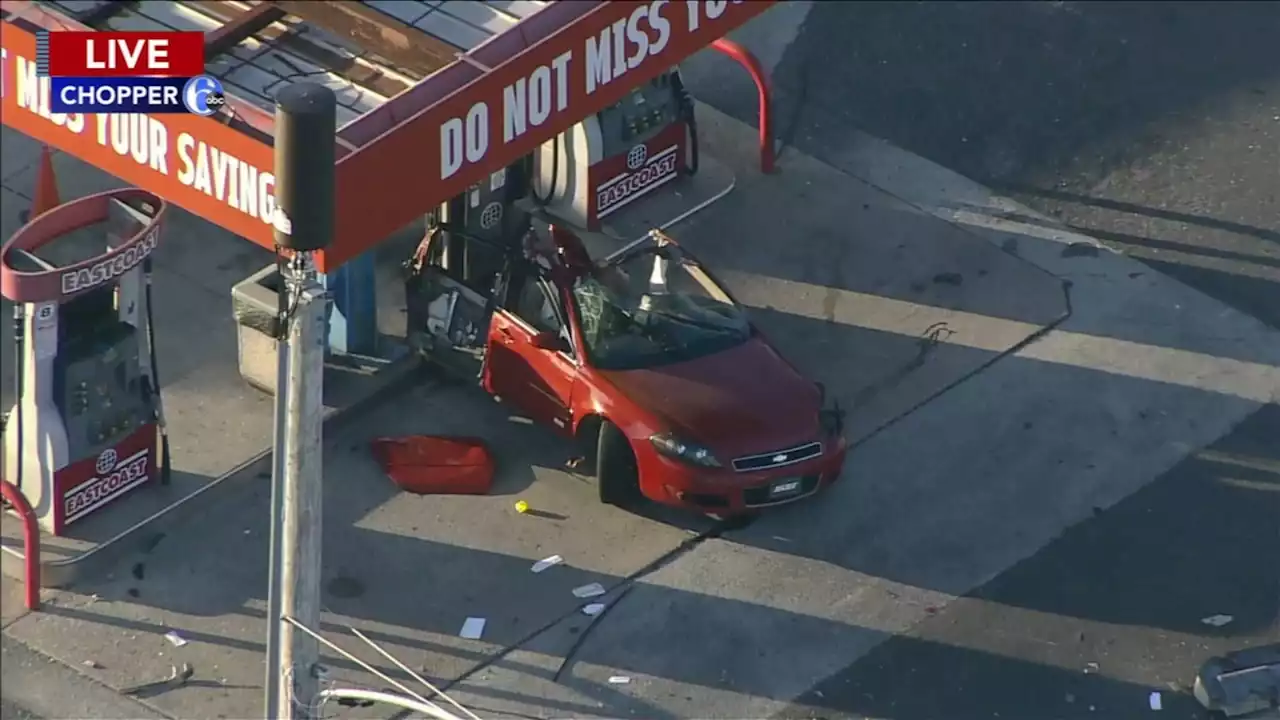 1 dead after Somerton collision sends car into gas station, splits in half