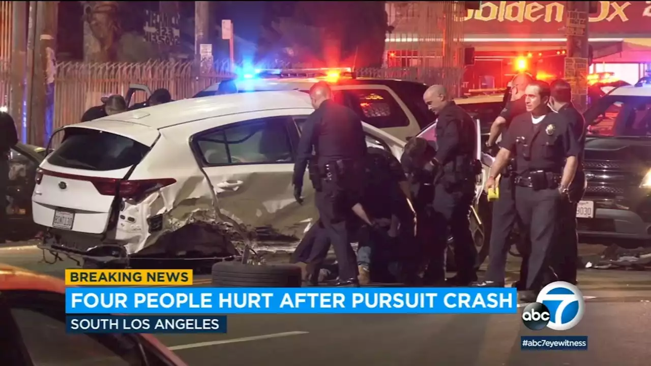 Police chase ends in violent car crash in South LA, at least 4 people hurt