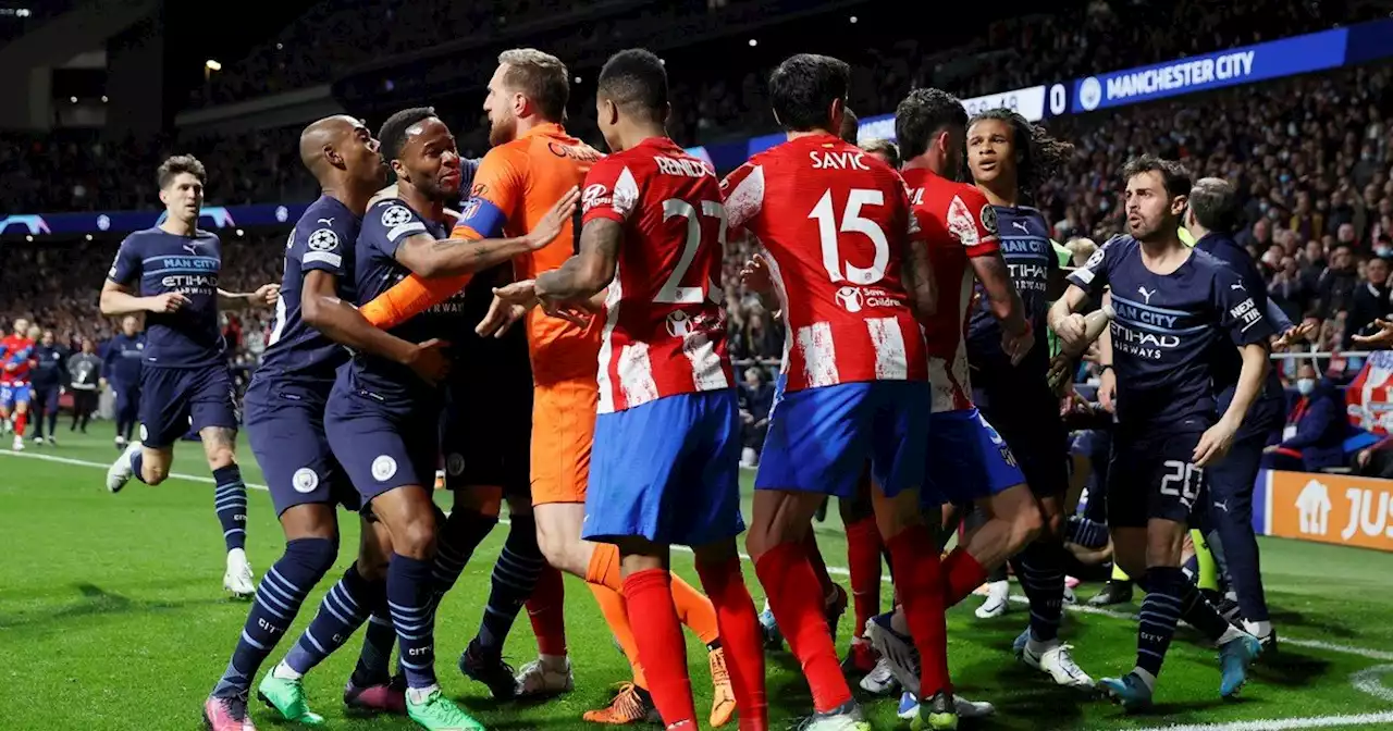 La Champions en modo Libertadores en Atlético-City: peleas del campo al túnel y un escupitajo