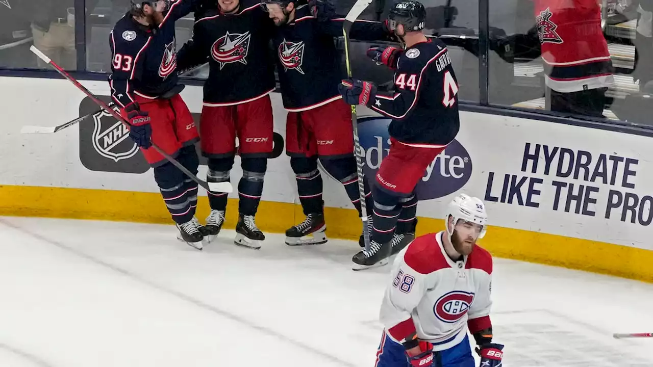 Blue Jackets debut rookie pair, Roslovic nets pair of goals in 5-1 win over Canadiens