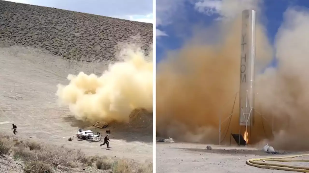 Small rocket builders run away from their own igniting vehicle