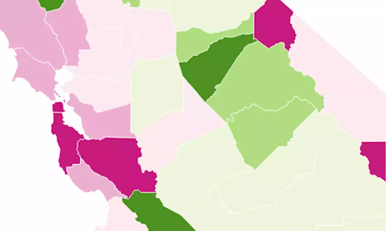 Map: Change in California public school enrollment, by county