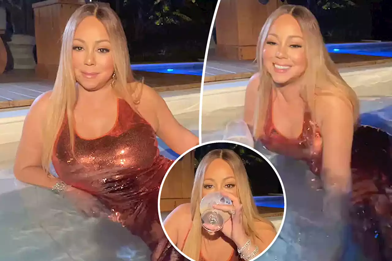 Mariah Carey takes a dip in glittering $5K Tom Ford gown