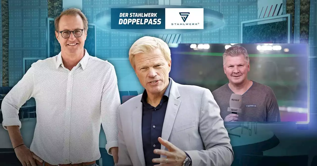 FC Bayern: Oliver Kahn im STAHLWERK Doppelpass - die Gäste mit Guido Buchwald und Stefan Effenberg