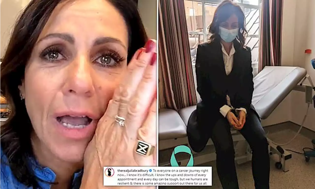 Julia Bradbury cries after being told she needs a mastectomy in video