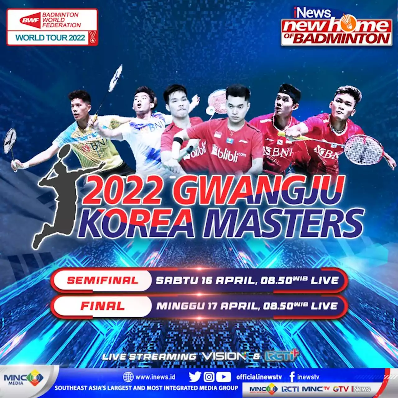 Live Streaming Korea Masters 2022, Saksikan Aksi Bagas/Fikri di Perempat Final