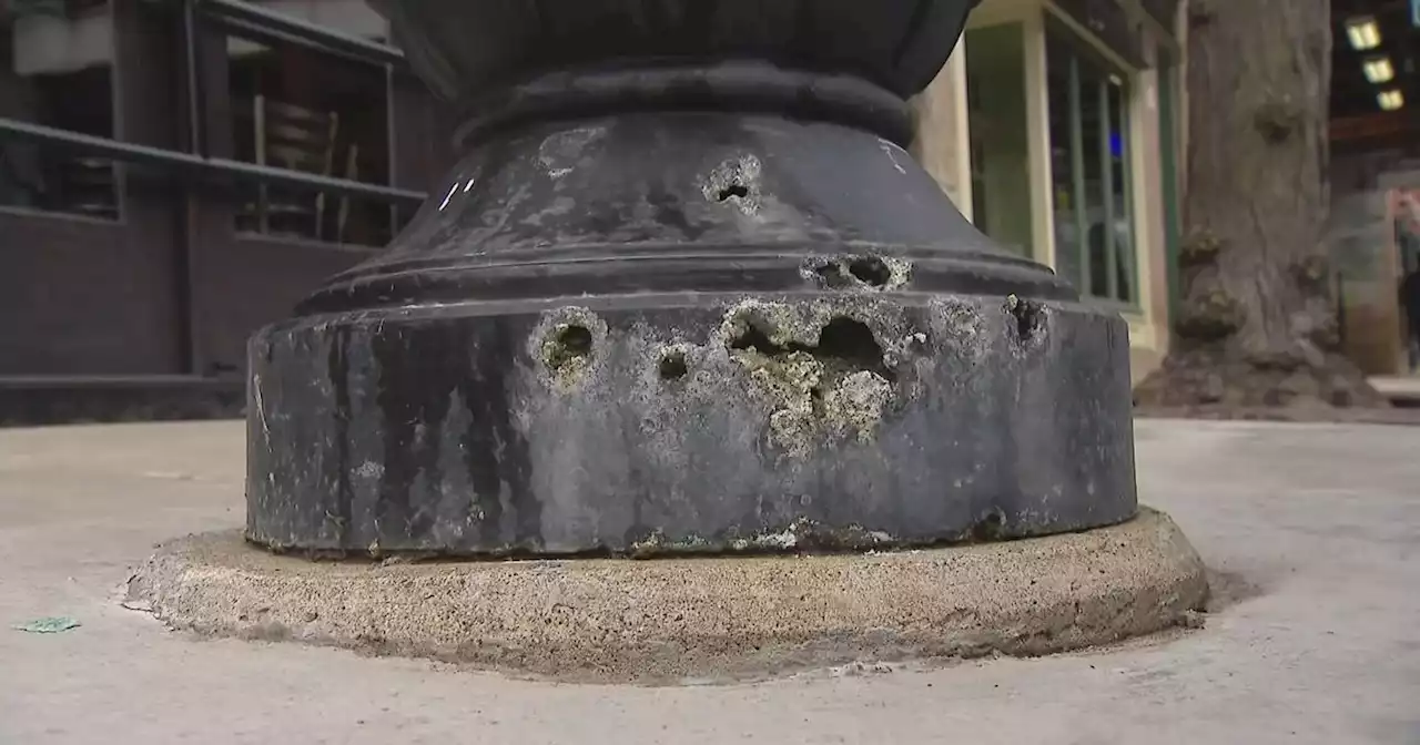 Business owners, residents worry over falling rusty light poles